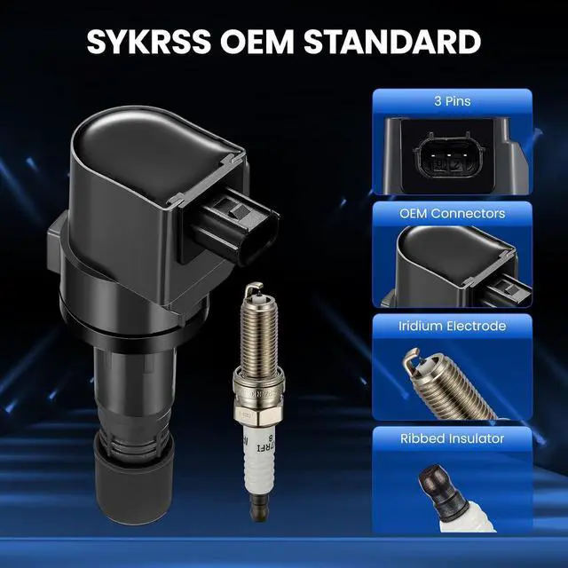 Alt view image 3 of 7 - 4 Ignition Coils & 4 Spark Plugs UF672 97390 for Honda for Accord | Fits 1.8/2.0L 2012-2015:ILX(13-15 2.0L),Civic(12-15 1.8L). OE:C900,5C1880,GN10421.Hotter Spark, Quicker Acceleration.
