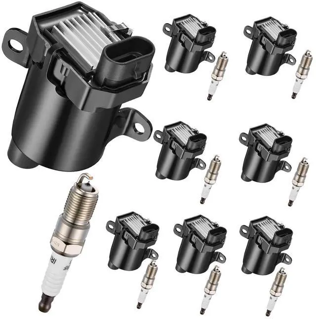 Main image of 8 Ignition Coils& 8 Spark Plugs UF262 4.8L 5.3L for Chevy Cadillac | Fits 2002-2007: Rainier,Escalade,Silverado,Suburban,Tahoe,Avalanche,Express,Sierra,Yukon,Savana,Envoy,H2,Ascender.