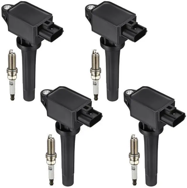 Main image of 4 Ignition Coils & 4 Iridium Spark Plugs UF656 PE0118100A for Mazda | Fits 2.0-2.5L: 3(14-20),6(14-20),CX-3(16-20),CX-5(13-20),MX-5(16-18).OE:GN10625,C857,93501.Better MPG,Long-lasting