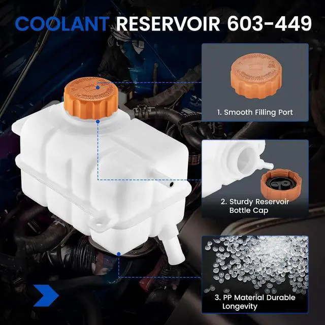 Alt view image 2 of 7 - 603-449 Engine Coolant Reservoir Tank for Chevy Aveo G3 Swift 07-19 | Fits Pontiac G3/Wave 07-10 & Chevy Aveo/Aveo5 07-19 & Swift+ 07-10 1.6L; 17PSI cap, 2 holes; OE 96930818/95216944/FRT1218C