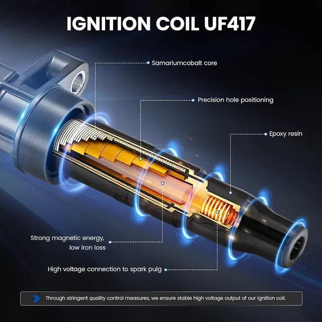 Alt view image 5 of 7 - 4 Ignition Coils & 4 Spark Plugs for UF417 SP1018 for Accord | Fits 2.4L 2004-2008:TSX.OE:30520-PNC-004,52-1781,Direct fit,Stronger Spark,Smoother Engine Performance,Better MPG.