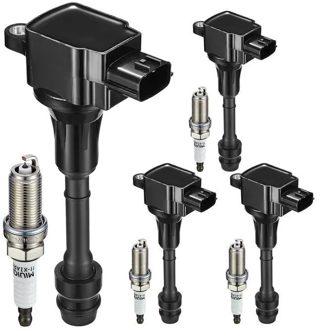 Main image of 4 Ignition Coils & 4 Iridium Spark Plugs with Nissan for UF350 4505 | Fits Nissan 2.5L 02-06: Altima,Sentra.OE:22448-8H310,22448-8H315,5C1395,C1398. Direct fit.Better MPG, Long-lasting
