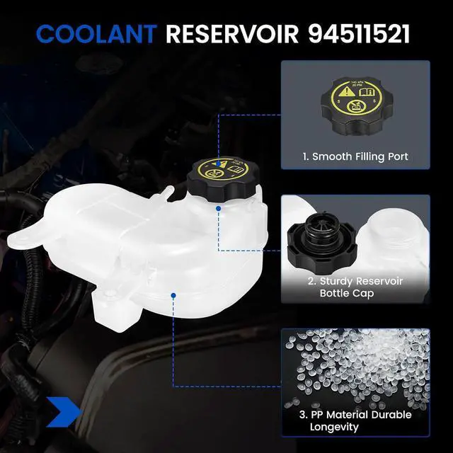 Alt view image 4 of 7 - 94511521 Engine Coolant Reservoir Tank for Chevrolet Spark 16-22 | Fits Chevy Spark 16-22 1.4L (LT/LS/ACTIV); 20PSI cap, pressurized; Replaces 95352005/42620261