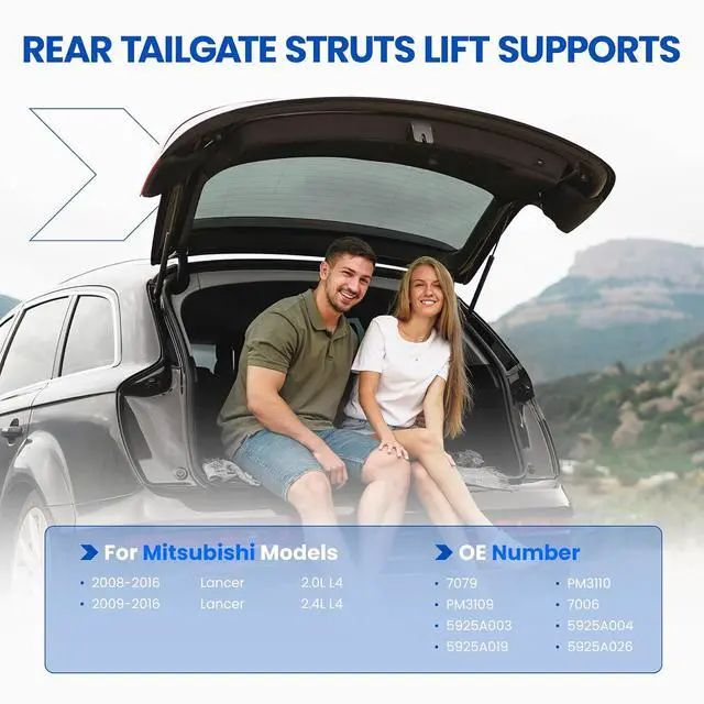 Alt view image 2 of 7 - Trunk Struts 7079 Shock Lift Support for Mitsubishi Lancer 2008-2016 | Fits Mitsubishi Lancer 2008-2016 2.0L/2.4L | OE# PM3110/5925A003 | Extended 20.87" Compressed 12.2" | 280N | 2 Pcs
