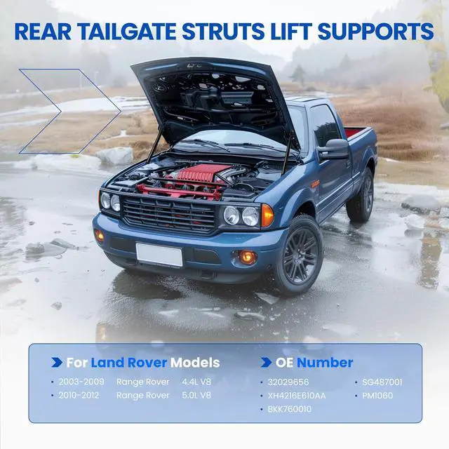 Alt view image 2 of 7 - Hood Struts SG487001 Shock for Land Rover Range Rover 2003-2012 | Compatible with Range Rover 2003-2012 4.4L/5.0L V8 | OE# XH4216E610AA/PM1060/32029656 | Extended 11.54" | 2 Pcs