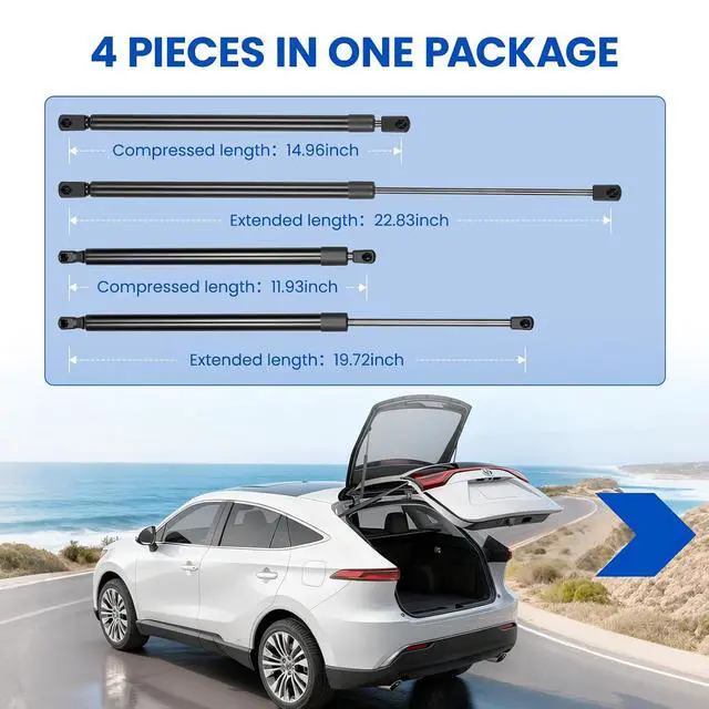 Alt view image 3 of 7 - 6156/6157 Struts for Escalade/Tahoe/Yukon 2007-2014 (Hatch+Window) | 4-piece set for Escalade/Tahoe/Suburban/Yukon 2007-2014 | OE# SG330076/SG330077/15827433 | Hatch 22.83" Window 19.72"