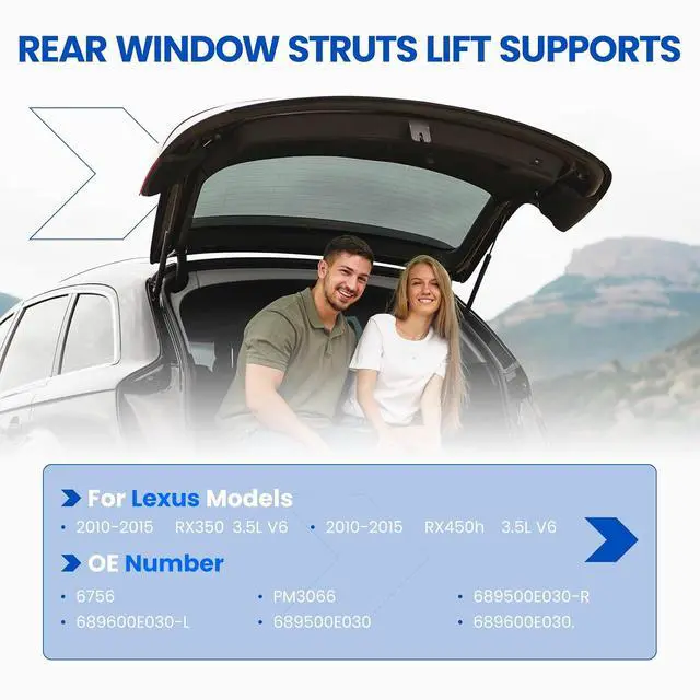 Alt view image 2 of 7 - Trunk Struts 6756 Lift Support for Lexus RX350/RX450h 2010-2015 | Fits RX350 & RX450h 2010-2015 | OE# PM3066/689600E030 | Extended 23.4" Compressed 15.5" | 632N | 2 Pcs