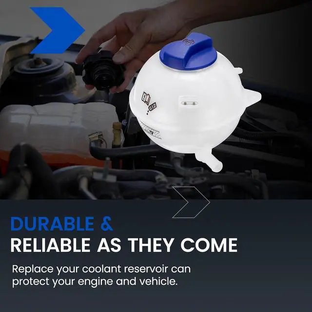 Alt view image 7 of 7 - 603-027 Coolant Tank for VW/Audi/Seat 99-15 | Fits VW Golf/Jetta/Beetle, Audi A3/S3/TT, Seat Leon/Toledo 1999-2015; OE 1J0121403B; Pressurized, 21.5PSI cap; Direct fit
