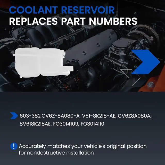 Alt view image 3 of 7 - 603-382 Engine Coolant Reservoir Tank for Focus Escape C-MAX 12-18 | Fits Ford Focus/Escape/C-MAX/Transit Connect 12-18; 21PSI cap, 1.5L, pressurized; Replaces CV6Z-8A080-A/8V61-8K218-AE