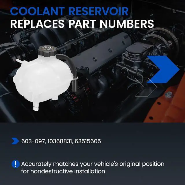Alt view image 3 of 7 - 603-097 Engine Coolant Reservoir Tank for Pontiac for Saturn 03-10 | Fits Pontiac Solstice 06-09; Fits Saturn Ion 03-07, Sky 07-10 2.0/2.2/2.4L; OE 10368831; 1.3L, 15PSI cap, with sensor; Direct