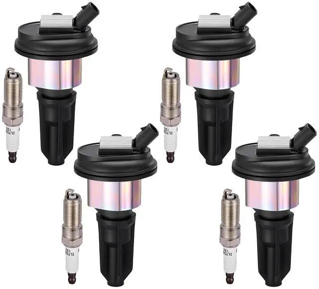 Main image of 4 Ignition Coils & 4 Spark Plugs UF303 5019 for Chevy for for GMC | Fits 2.8/2.9L 2004-2008: Colorado(04-06),Canyon(04-06),i-280(06),i-290(07-08). OE:12568062,19300921.Better MPG, Long-lasting