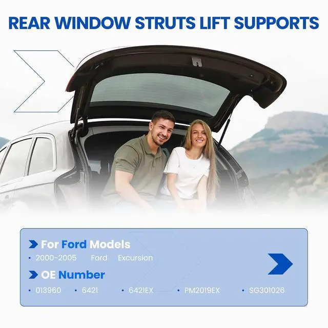 Alt view image 2 of 7 - 6421 Rear Window Struts Lift Support for Ford Excursion 2000-2005 | Fits Ford Excursion 2000-2005 | OE# PM2019EX/SG301026 | Extended 15.86" Compressed 9.84" | 636N | 2 Pcs