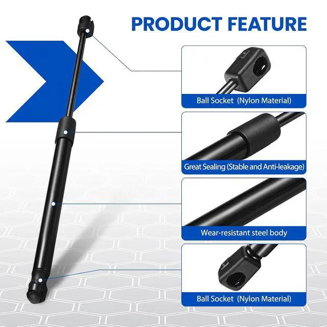 Alt view image 4 of 7 - 6421 Rear Window Struts Lift Support for Ford Excursion 2000-2005 | Fits Ford Excursion 2000-2005 | OE# PM2019EX/SG301026 | Extended 15.86" Compressed 9.84" | 636N | 2 Pcs