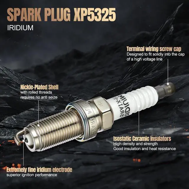 Alt view image 2 of 7 - Set of 4 Iridium Spark Plugs XP5325 Compatible with Kia Forte Koup Sorento Sportage Optima Compatible with Scion tC Santa Fe Tucson Altima Sentra 1.8L 2.0L 2.4L 2.5L L4 Replaces 4469