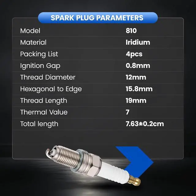 Alt view image 4 of 7 - 810 Iridium Spark Plugs 4 Pack - Compatible with Chevrolet Spark 2013-2015, Compatible with Fiat 500 2014-2017, 1.2L 1.4L L4 Engine - Replaces 810 Spark Plug