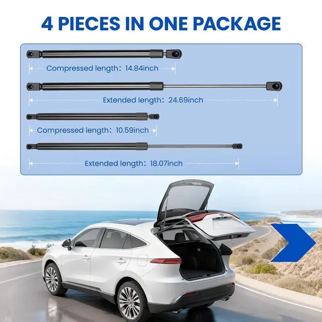 Alt view image 3 of 7 - Struts 4185 for Chevy Tahoe/Suburban/Yukon 2000-2004 (Hatch+Window) | 4-piece: Tailgate + Rear Window for Tahoe/Suburban/Yukon 2000-2004 | OE# SG330025/SG230035 | 2 hatch + 2 window