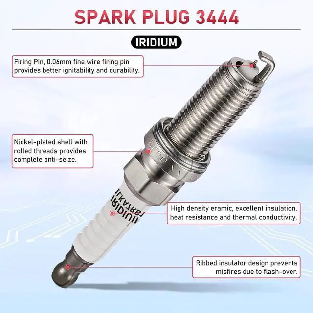 Alt view image 2 of 7 - 3444 Iridium Spark Plugs 4 Pack Compatible with Toyota Corolla Matrix Prius Compatible with Scion iQ xD Sentra Frontier CT200h 1.3L 1.8L 2.0L 2.4L 2.5L L4 Replaces 90919-01253 SC20HR11