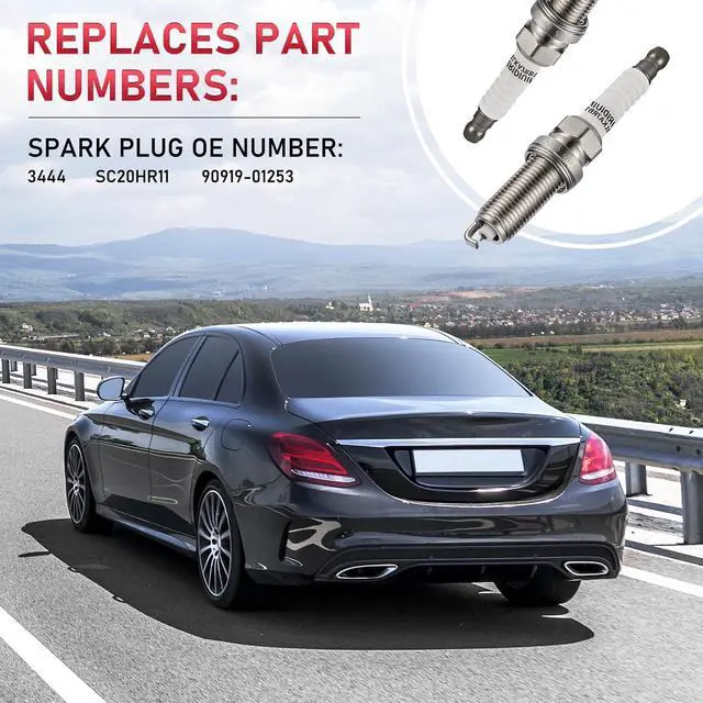 Alt view image 4 of 7 - 3444 Iridium Spark Plugs 4 Pack Compatible with Toyota Corolla Matrix Prius Compatible with Scion iQ xD Sentra Frontier CT200h 1.3L 1.8L 2.0L 2.4L 2.5L L4 Replaces 90919-01253 SC20HR11