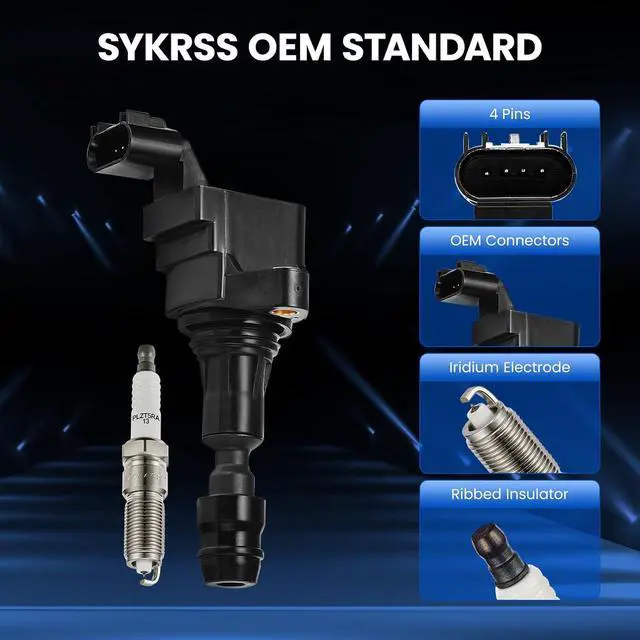 Alt view image 3 of 7 - 4 Ignition Coils UF491 + 4 Spark Plugs XP5263 for GMC for Chevy | Fits GM L4 06-17:LaCrosse,Regal,Cobalt,HHR,Malibu,Equinox,Terrain,Solstice,G5,Aura,Ion,Vue. OE:D522C,12578224,12638824.