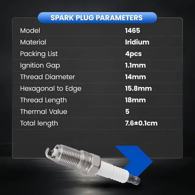 Alt view image 3 of 7 - 1465 IZTR5B11 Iridium Spark Plugs 8 Pack - Compatible with Buick Allure LaCrosse, Compatible with Cadillac CTS Escalade Chevy Avalanche Express Silverado Canyon Savana Yukon 5.7L 6.0L V8