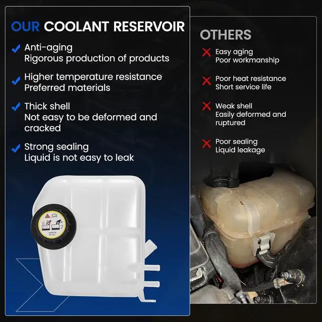 Alt view image 6 of 7 - 603-216 Engine Coolant Reservoir Tank for Ford Focus 00-07 | Fits Ford Focus 00-07 2.0/2.3L; 16PSI cap, pressurized; Replaces 3S4Z8A080AC/5S4Z8A080AA