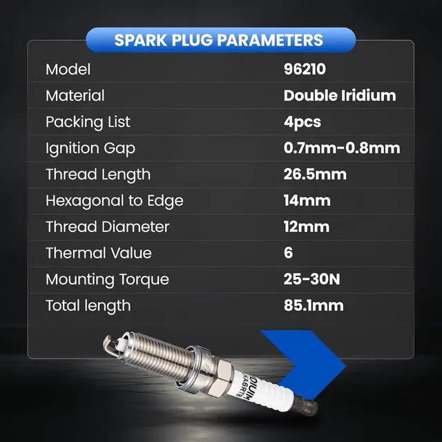 Alt view image 7 of 7 - 96210 Double Iridium Spark Plugs 4 Pack - Compatible with Toyota Camry 2018-2020, RAV4 Corolla Avalon 2019-2020, Highlander 2020 Compatible with Lexus ES300h 2019-2020, UX250h, NX350h