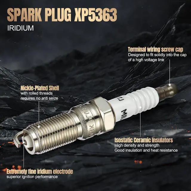 Alt view image 2 of 7 - Set of 4 Iridium Spark Plugs XP5363 Compatible with Fiesta C-Max Focus EcoSport Transit Connect Fusion Escape SSV Plug-In Hybrid MKZ Envision 1.6L 2.0L 2.5L L4 Replacement for XP5363 Spark Plug
