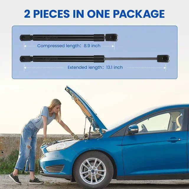 Alt view image 2 of 7 - Front Hood Struts 4142 Lift Support for Ford Explorer 2002-2010 | Fits Ford Explorer 2002-2010 | OE# SG404025/1L2Z16C826AA | Extended 13.1" Compressed 8.9" | 271N | 2 Pcs | Rust-resistant