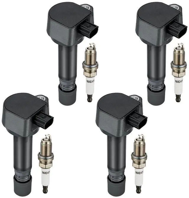 Main image of 4 Ignition Coils UF582 + 4 Iridium Spark Plugs IZFR6K11S for Hond | Fits 1.8L 06-11: Civic. OE:UF-582,30520RNAA01,C1580,DQ50132,5C1637,9812. Stronger Spark,Smoother Engine Performance.