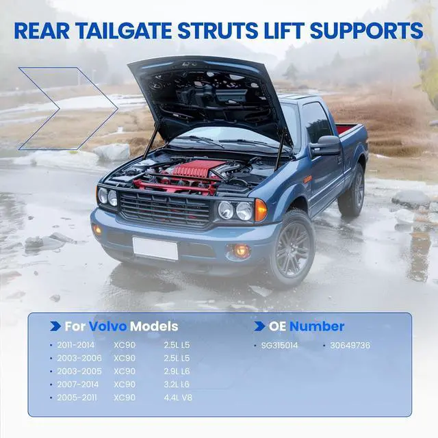 Alt view image 2 of 7 - Hood Struts SG315014 Shock Lift Support for Volvo XC90 2003-2014 | Fits Volvo XC90 2003-2014 2.5L/2.9L/3.2L/4.4L | OE# 30649736 | Extended 20.08" Compressed 12.20" | 320N | 2 Pcs