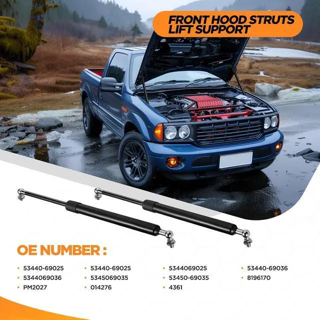 Alt view image 3 of 7 - Hood Struts 4361 for Toyota Land Cruiser & Lexus LX470 1998-2007 | Fits Land Cruiser & LX470 1998-2007 | OE# PM2027/53440-69025 | Extended 17.9" Compressed 12.2" | Ball studs included | 2 Pcs