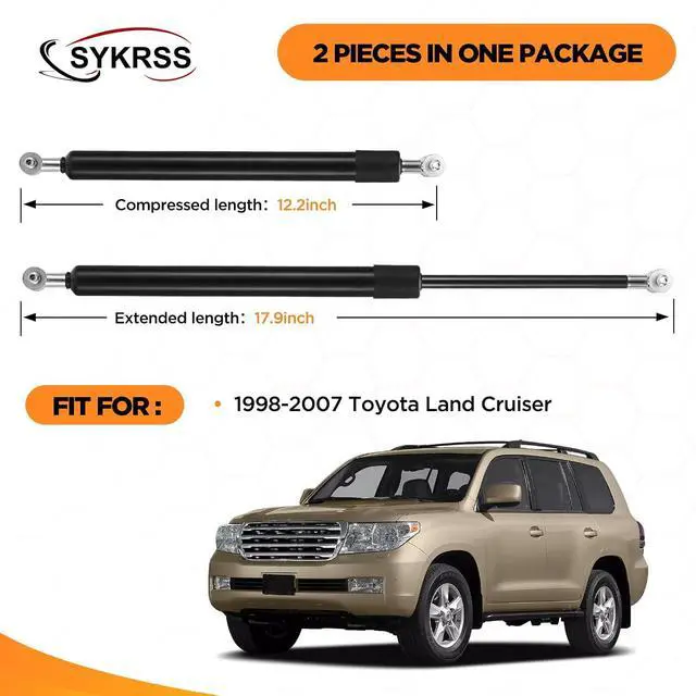 Alt view image 2 of 7 - Hood Struts 4361 for Toyota Land Cruiser & Lexus LX470 1998-2007 | Fits Land Cruiser & LX470 1998-2007 | OE# PM2027/53440-69025 | Extended 17.9" Compressed 12.2" | Ball studs included | 2 Pcs