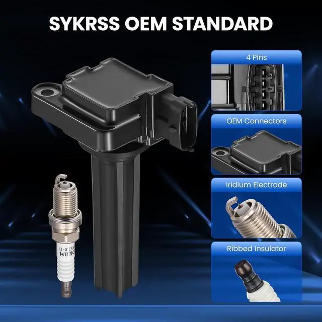 Alt view image 3 of 7 - 4 Ignition Coils & 4 Iridium Spark Plugs UF526 7092 for Saab | Fits 2.0L 2005-2011: 9-3(05-11),9-3X(10-11). OE:C1430,12787707,H6T60271,SKIC117,COP300 ,Direct fit.Better MPG, Long-lasting