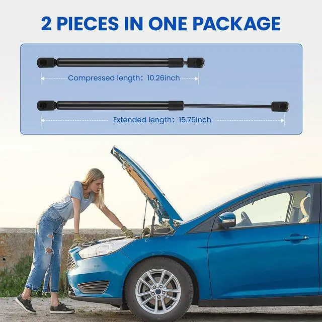 Alt view image 3 of 7 - Front Hood Struts 4153 for Ford F-150 2004-2008 & Lincoln Mark LT | Compatible with F-150 2004-2008 & Mark LT 2008 | OE# SG404075/8196257 | Extended 15.75" Compressed 10.26" | 374N | 2 Pcs