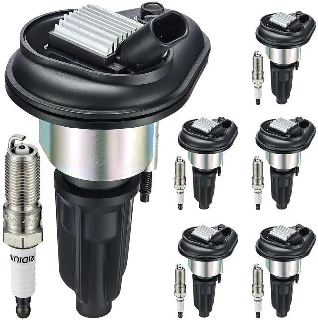 Main image of 6 Ignition Coils & 6 Spark Plugs UF303 5019 for Chevy for GMC | Fits 2.8/3.5/3.7/4.2L 2002-2008: Rainier,Colorado,Trailblazer,Canyon,Envoy,H3,Ascender,i-280,i-350,i-370,Bravada.