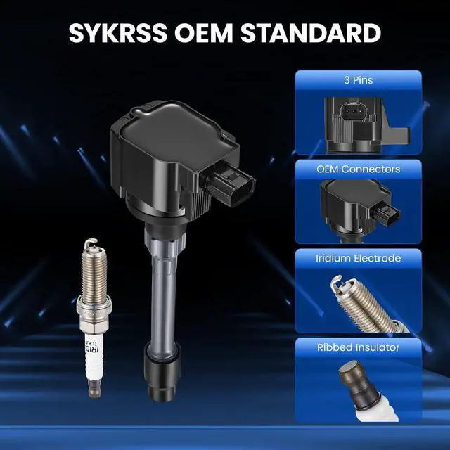 Alt view image 2 of 7 - 4 Ignition Coils & 4 Iridium Spark Plugs UF749 93501 for Honda | Fits 1.5/2.0L 15-20: Civic(16-20),Fit(15-19). OE: CM11121A,305205RO003.Stronger Spark,Smoother Engine Performance.