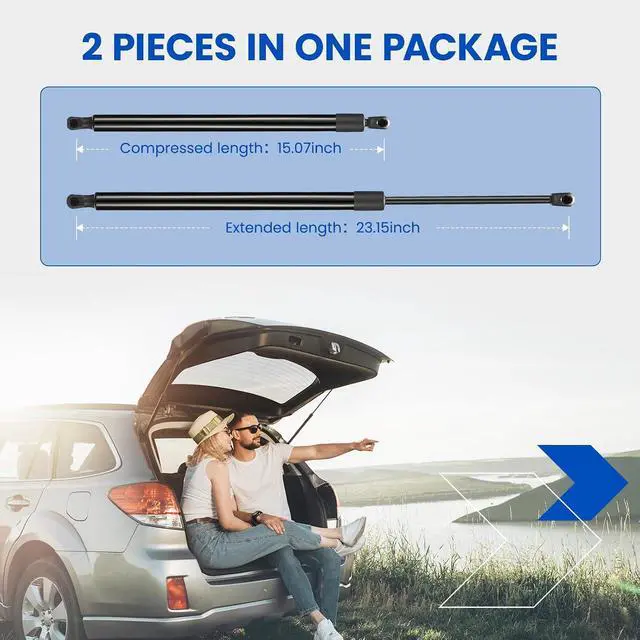Alt view image 3 of 7 - Trunk Struts 6156 for Chevy Suburban/Tahoe/Yukon 2007-2014 | Fits Suburban 1500/2500, Tahoe, Yukon, Escalade 2007-2014 | OE# SG330076/15854712 | Extended 23.15" | 2 Pcs