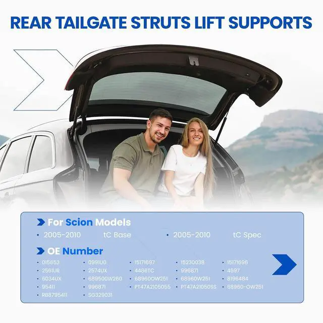 Alt view image 3 of 7 - Trunk Struts 4597 Shock Lift Support Gas Spring for Scion tC 05-10 | Fits Scion tC 2005-2010 | OE# SG329031/95411 | Extended 17" Compressed 11" | 712N | 2 Pcs | Rust-resistant