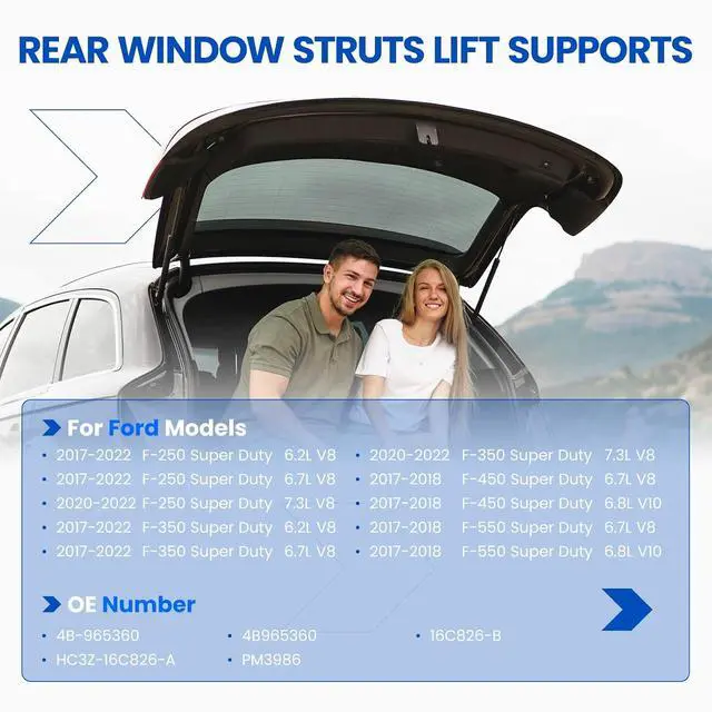 Alt view image 2 of 7 - Hood Struts 4B-965360 for Ford F-250/F-350 Super Duty 2017-2022 | Fits F-250/F-350/F-450 Super Duty 2017-2022 | OE# HC3Z-16C826-A/PM3986 | Extended 17.2" Compressed 10.7" | 227N | 2 Pcs