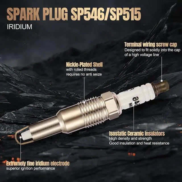 Alt view image 2 of 7 - SP546/SP515 Iridium Spark Plugs 8 Pack Compatible with Ford Expedition F150 F250 F350 F450 Super Duty Compatible with Lincoln Mark LT Navigator 5.4L 6.8L V8 V10 Engine Replaces PZH14F