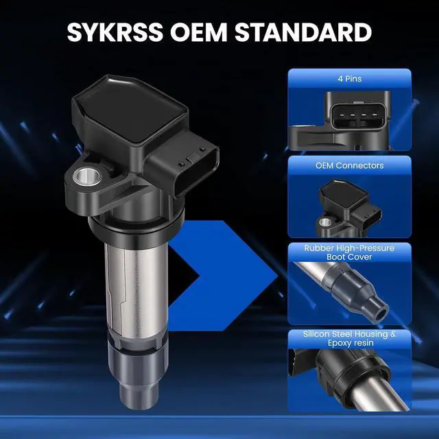 Alt view image 2 of 7 - 8 Ignition Coils UF543 224481KC0A with Buick Cadillac 4.4-4.6L V8 | Fits: Lucerne(07-11),DTS(07-11),SRX(07-09),STS(07-10),XLR(07-09). OE:12597745,GN10453,6737301,IC623.Better MPG, Long-lasting