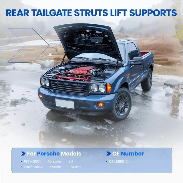 Alt view image 2 of 7 - Hood Struts 99651155101 Shock Gas Spring for Porsche 911 1997-2005 | Fits Porsche 911 1997-2005 & Boxster 2002-2004 | OE# 99651155101 | Extended 8.86" Compressed 5.91" | 560N Force | 2 Pcs