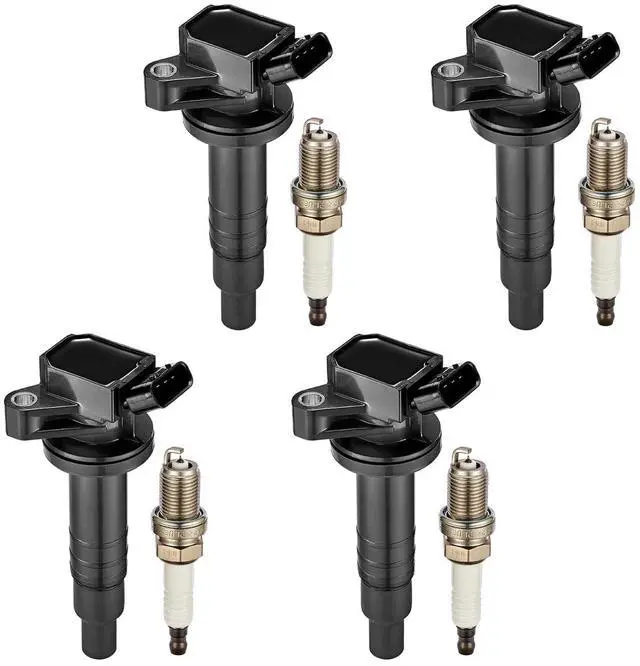 Main image of 4 Ignition Coils UF247 + 4 Iridium Spark Plugs 4503 for Chevy | Fits 1.8L L4: Corolla(00-08),Matrix(03-08),Celica(00-05),MR2(00-05),Prizm(00-02),Vibe(03-08).OE:90919-02239.Direct fit