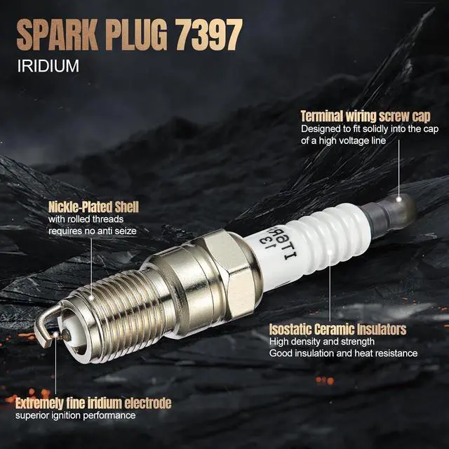 Alt view image 2 of 7 - Set of 4 Iridium Spark Plugs TR5IX 7397 Compatible with GMC Sonoma Chevy S10 Cavalier Tempo Ranger B2300 2.0L 2.2L 2.3L 2.5L L4 Engine Replacement for TR5IX 9808 7397 Spark Plug