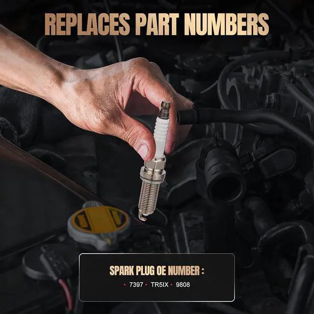 Alt view image 3 of 7 - Set of 4 Iridium Spark Plugs TR5IX 7397 Compatible with GMC Sonoma Chevy S10 Cavalier Tempo Ranger B2300 2.0L 2.2L 2.3L 2.5L L4 Engine Replacement for TR5IX 9808 7397 Spark Plug