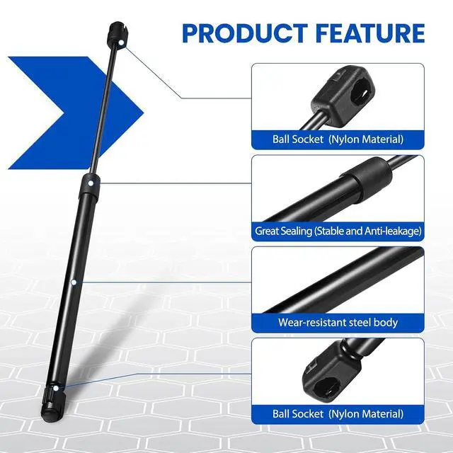 Alt view image 4 of 7 - 4185 Rear Window Struts for Escalade/Suburban/Tahoe/Yukon 2000-2006 | Rear window glass lift supports for Escalade/Suburban/Tahoe/Yukon 2000-2006 | OE# SG330025/PM1099 | Extended 18.11" | 2 Pcs