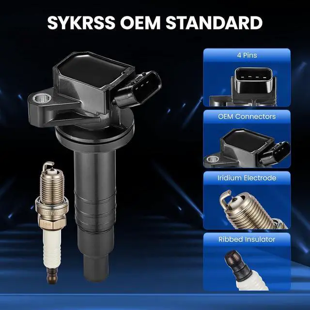 Alt view image 3 of 7 - 4 Ignition Coils UF247 + 4 Iridium Spark Plugs 4503 for Chevy | Fits 1.8L L4: Corolla(00-08),Matrix(03-08),Celica(00-05),MR2(00-05),Prizm(00-02),Vibe(03-08).OE:90919-02239.Direct fit