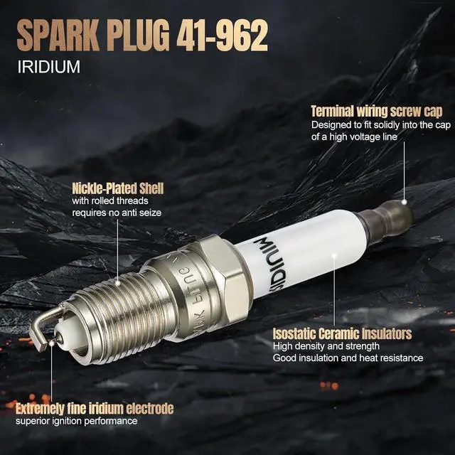 Alt view image 2 of 7 - Set of 8 Iridium Spark Plugs 41-962 Compatible with Chevy Silverado 1500 Suburban Tahoe Express Esacalade Sierra Yukon H2 4.6L 4.8L 5.3L 5.7L 6.0L 6.2L 7.0L V8 Replacement for 19299585