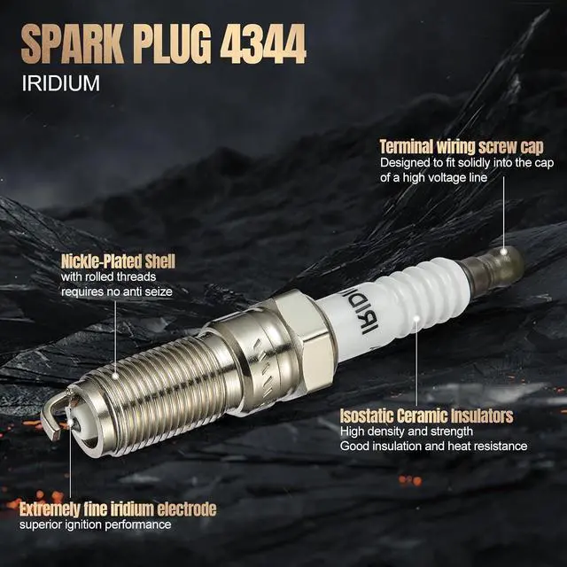 Alt view image 2 of 7 - Set of 4 Iridium Spark Plugs 4344 Compatible with Chevy Cobalt Malibu Colorado C-Max Fusion Transit Connect Terrain Canyon 2.0L 2.2L 2.3L 2.4L 2.5L 2.9L L4 Replacement for LTR5IX-11 Spark Plug