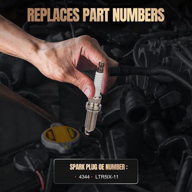 Alt view image 3 of 7 - Set of 4 Iridium Spark Plugs 4344 Compatible with Chevy Cobalt Malibu Colorado C-Max Fusion Transit Connect Terrain Canyon 2.0L 2.2L 2.3L 2.4L 2.5L 2.9L L4 Replacement for LTR5IX-11 Spark Plug